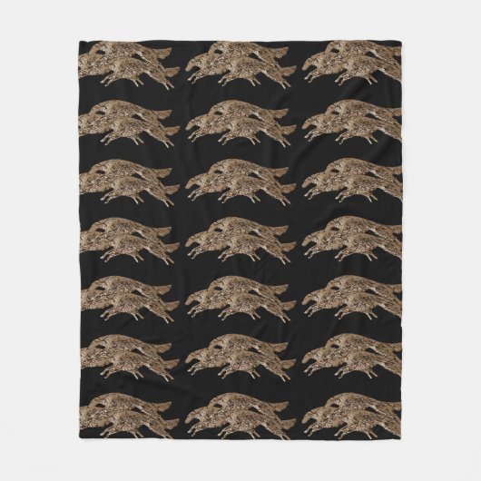 Leaping Borzoi Fleece Blanket (Voorkant)