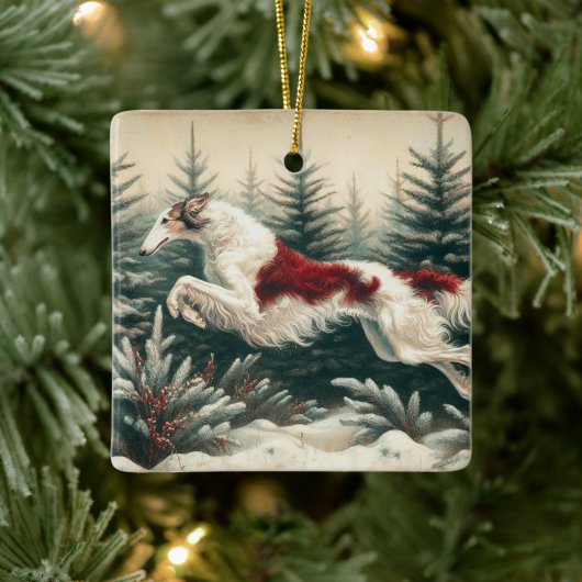 Leaping Borzoi Kerstornament Keramisch Ornament (Boom)