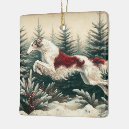 Leaping Borzoi Kerstornament Keramisch Ornament (Links)
