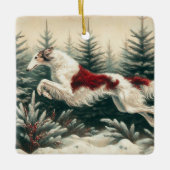 Leaping Borzoi Kerstornament Keramisch Ornament (Voorkant)
