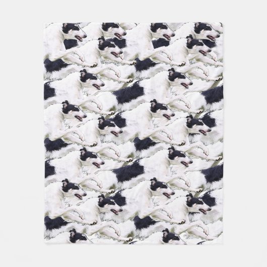Leaping Borzoi Plush Fleece Throw Deken (Voorkant)