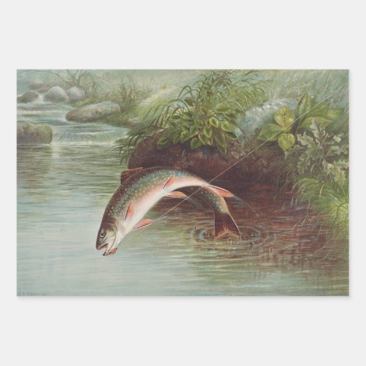 Leaping Brook Trout beroemd gemaakt door S.A. Kilb Inpakpapier Vel (Voorkant 2)