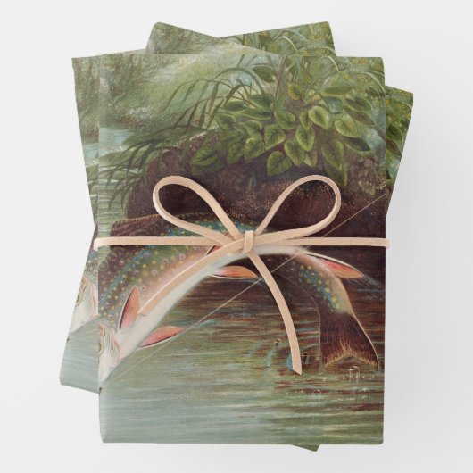 Leaping Brook Trout beroemd gemaakt door S.A. Kilb Inpakpapier Vel (In situ)