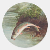 Leaping Brook Trout beroemd gemaakt door S.A. Kilb Ronde Sticker (Voorkant)