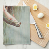 Leaping Brook Trout beroemd gemaakt door S.A. Kilb Theedoek (Quarter Fold)