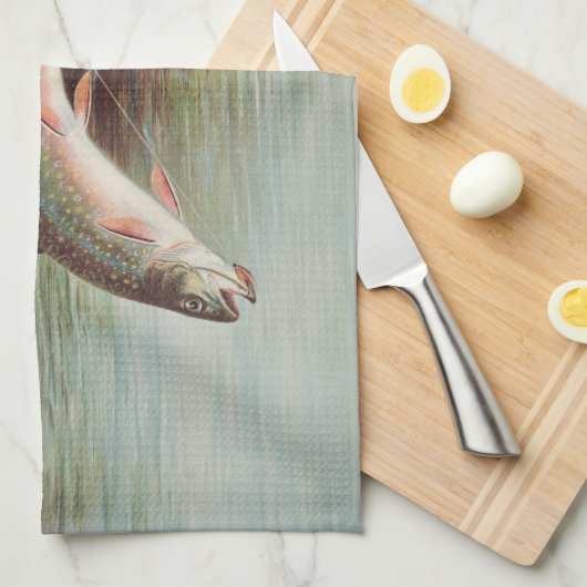 Leaping Brook Trout beroemd gemaakt door S.A. Kilb Theedoek (Quarter Fold)