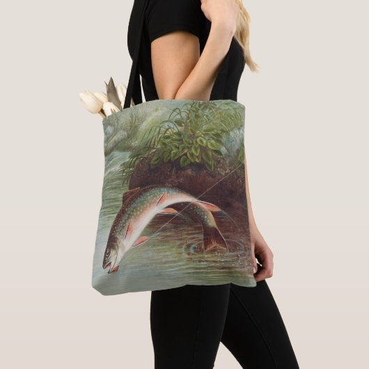 Leaping Brook Trout beroemd gemaakt door S.A. Kilb Tote Bag (Dichtbij)
