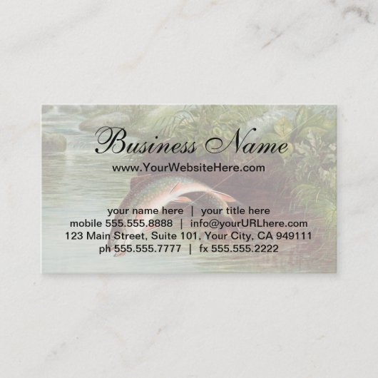 Leaping Brook Trout beroemd gemaakt door S.A. Kilb Visitekaartje (Voorkant)