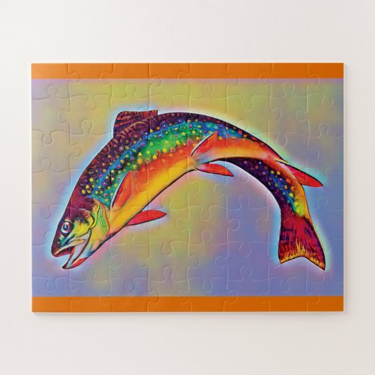 Leaping Brook Trout Briefkaart Jigzaag Puzzle Legpuzzel (Horizontaal)