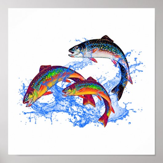 Leaping Brook Trout Poster (Voorkant)