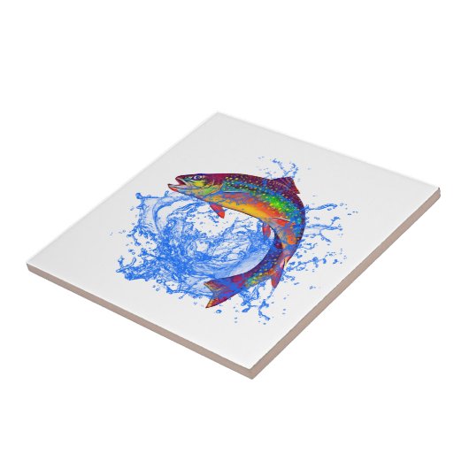 Leaping Brook Trout Tegeltje (Zijkant)