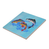 Leaping Brook Trout Tegeltje (Zijkant)