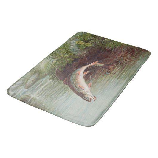 Leaping Brook Trout van Samuel Kilbourne (1874) Badmat (Gekanteld)