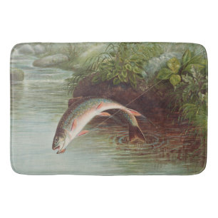 Leaping Brook Trout van Samuel Kilbourne (1874) Badmat