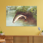 Leaping Brook Trout van Samuel Kilbourne (1874) Canvas Afdruk (Insitu (Woonkamer))