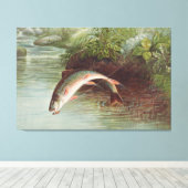 Leaping Brook Trout van Samuel Kilbourne (1874) Canvas Afdruk (Insitu (Houten vloer))