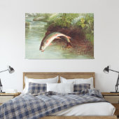 Leaping Brook Trout van Samuel Kilbourne (1874) Canvas Afdruk (Insitu (Slaapkamer))
