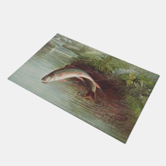 Leaping Brook Trout van Samuel Kilbourne (1874) Deurmat (Schuin)