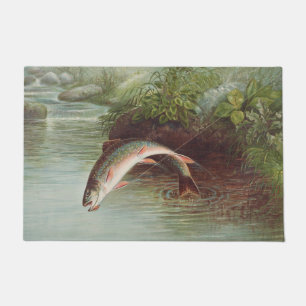 Leaping Brook Trout van Samuel Kilbourne (1874) Deurmat