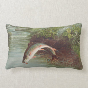 Leaping Brook Trout van Samuel Kilbourne (1874) Kussen