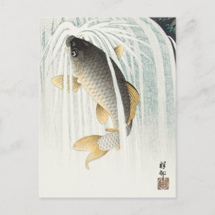 Leaping Carp - Ohara Koson -  viskunst Briefkaart