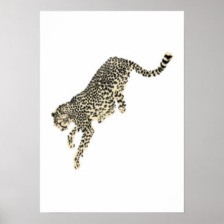 Leaping Cheetah Poster