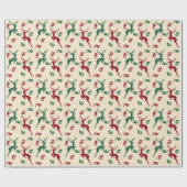 Leaping Deer and Holly Cadeaupapier (Vlak)