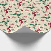 Leaping Deer and Holly Cadeaupapier (Hoek)