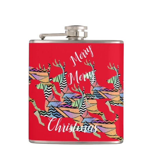 Leaping Deer Christmas Heupfles (Voorkant)