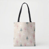 Leaping Deer & Snowy Trees Christmas Tote Bag (Voorkant)