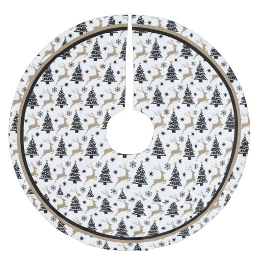 Leaping Deer Zwart & Wit Thema Schattige Kerstboom Rok (Voorkant)