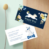 Leaping Dog Floral Botanical Navy Pet Services Visitekaartje