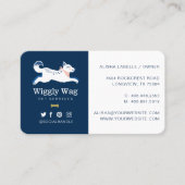 Leaping Dog Floral Botanical Navy Pet Services Visitekaartje (Voorkant)