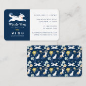 Leaping Dog Floral Botanical Navy Pet Services Visitekaartje (Voorkant / Achterkant)