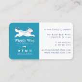 Leaping Dog Floral Botanische Blauwe Huisdieren Di Visitekaartje (Voorkant)