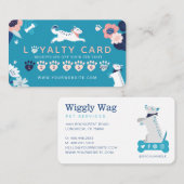 Leaping Dog Floral Pet Care & Grooming Blue Loyalt Visitekaartje (Voorkant / Achterkant)