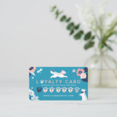 Leaping Dog Floral Pet Care & Grooming Blue Loyalt Visitekaartje (Staand voorkant)