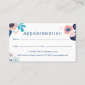 Leaping Dog Floral Pet Care Services Blue Afsprakenkaartje (Achterkant)
