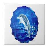 Leaping Dolphin Art Blue Tegeltje (Voorkant)