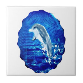 Leaping Dolphin Art Blue Tegeltje
