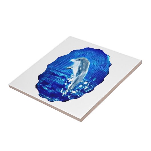 Leaping Dolphin Art Blue Tegeltje (Zijkant)