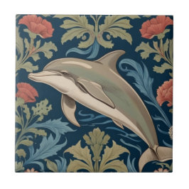 Leaping Dolphin William Morris stijl Links tegenov Tegeltje