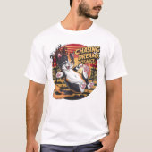 Leaping Feline Elegance Chasing dromen niet muizen T-shirt (Voorkant)
