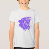 Leaping Feline met Paw Print en Klauw Merken Tri-Blend Shirt (Voorkant)