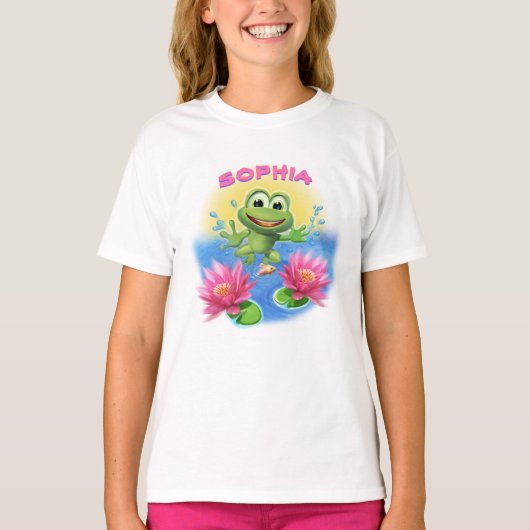 Leaping Frog Girl's aangepaste T-shirt verjaardag (Voorkant)