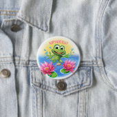 Leaping Frog Hoppy verjaardagsfeestje badge Ronde Button 7,6 Cm (In situ)