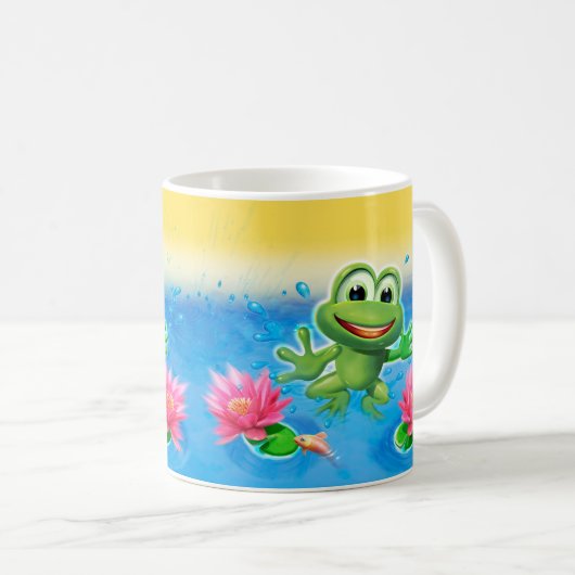 Leaping Frog Party keramische mok cadeau (Voorkant rechts)