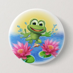 Leaping frog verjaardagsbadge ronde button 7,6 cm