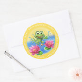 Leaping Frog verjaardagsfeestje glanzende sticker (Envelop)