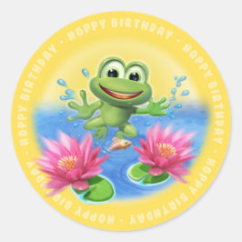 Leaping Frog verjaardagsfeestje glanzende sticker